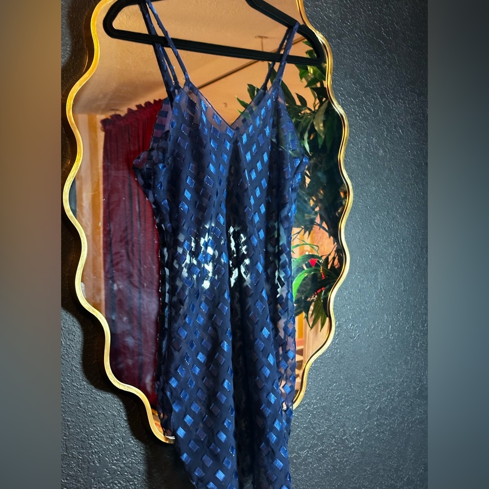 Blue Sheer Geometric Dress